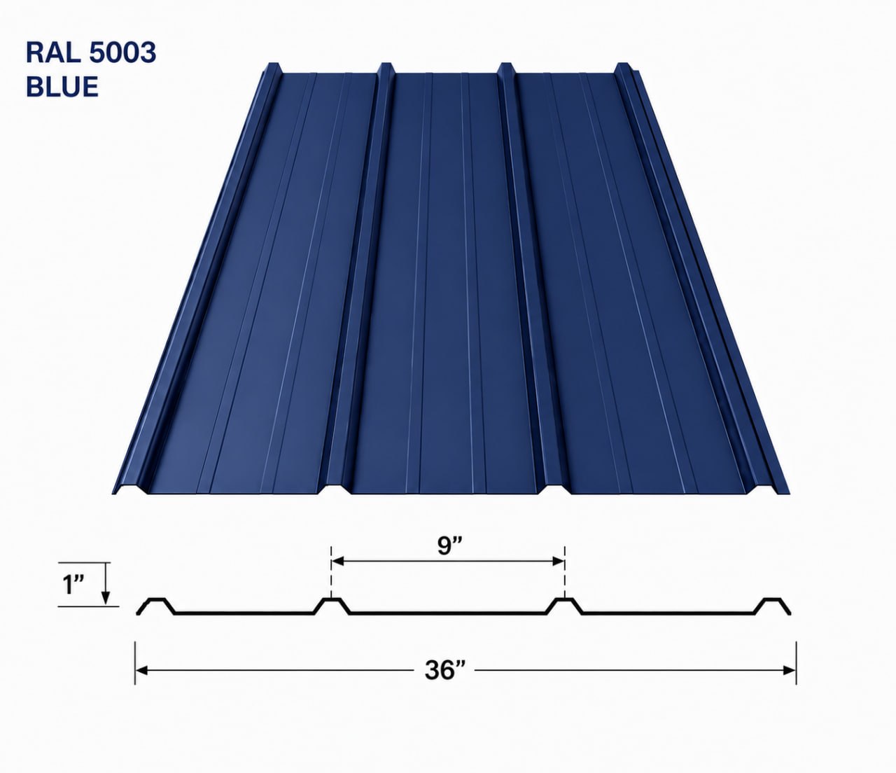 Blue corrugated metal roofing panel 26 gauge Sacramento