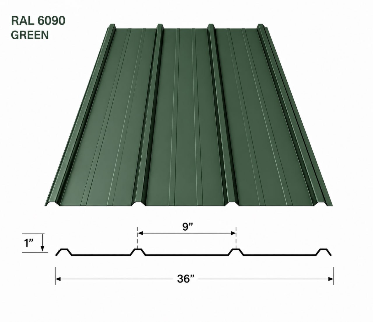 Forest Green corrugated metal roofing panel 26 gauge Sacramento