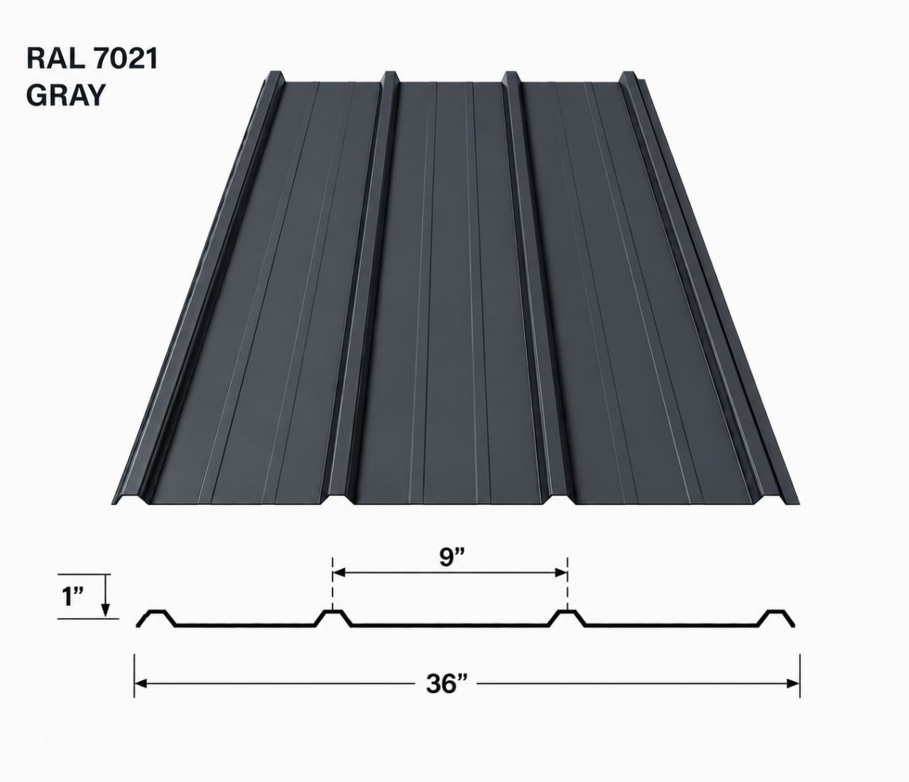 Dark Gray corrugated metal roofing panel 26 gauge Sacramento