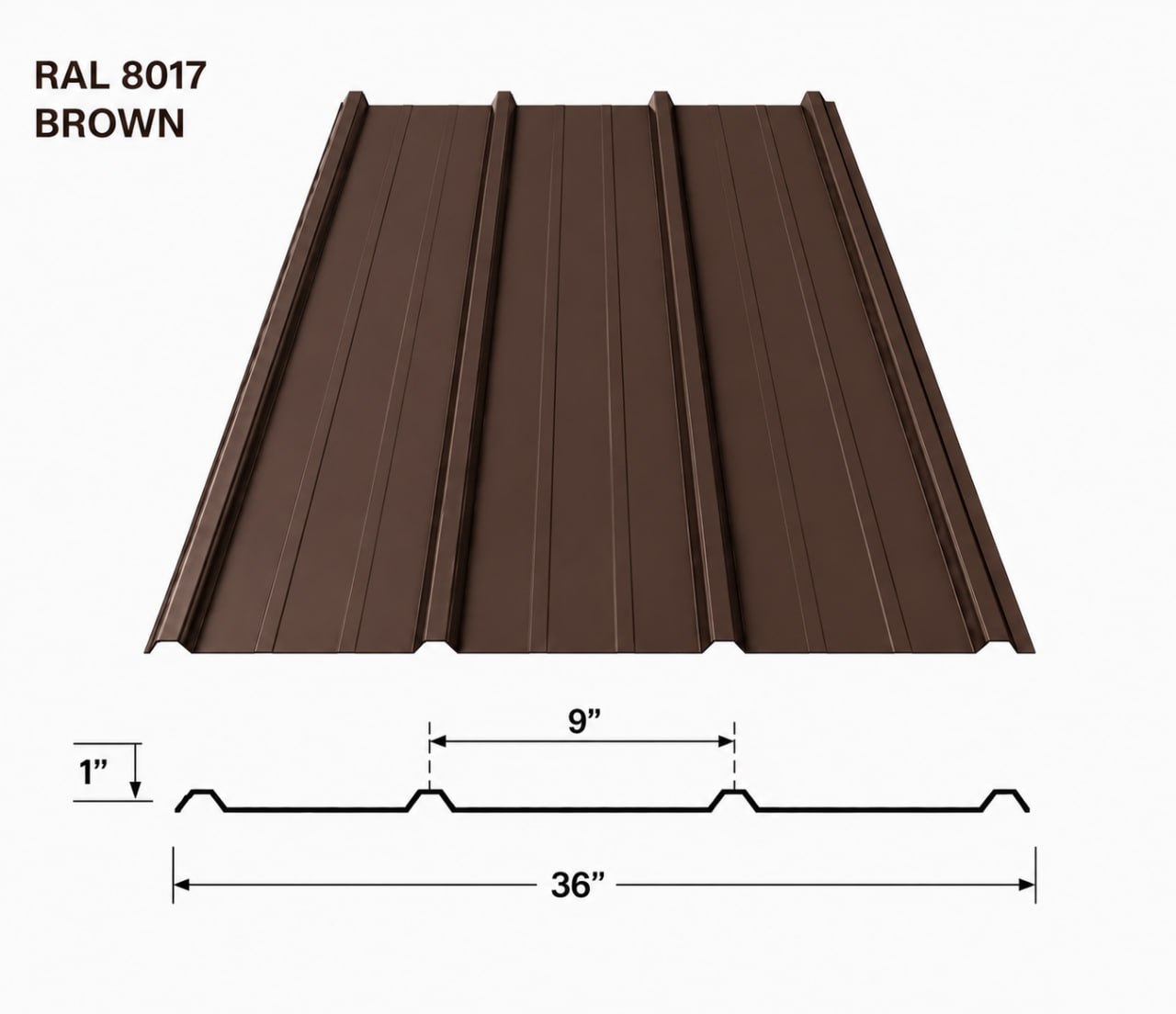 Brown corrugated metal roofing panel 26 gauge Sacramento