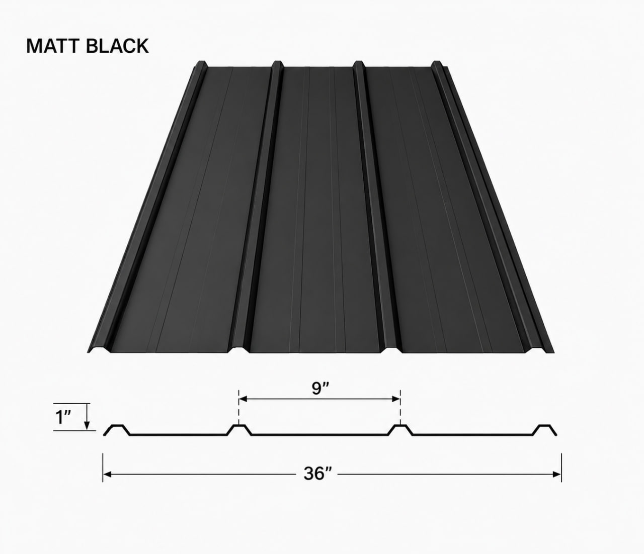 Matte Black corrugated metal roofing panel 26 gauge Sacramento